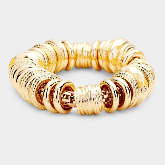 Gold Tone Stretch Mesh Chain Bracelet - Picture 1 of 1